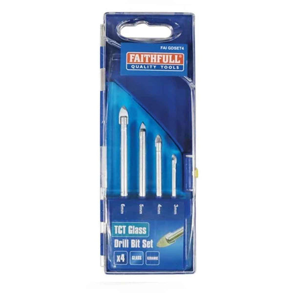 Faithfull TCT glass drill bit set x4