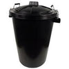 Black plastic dustbin 85L with clip on lid